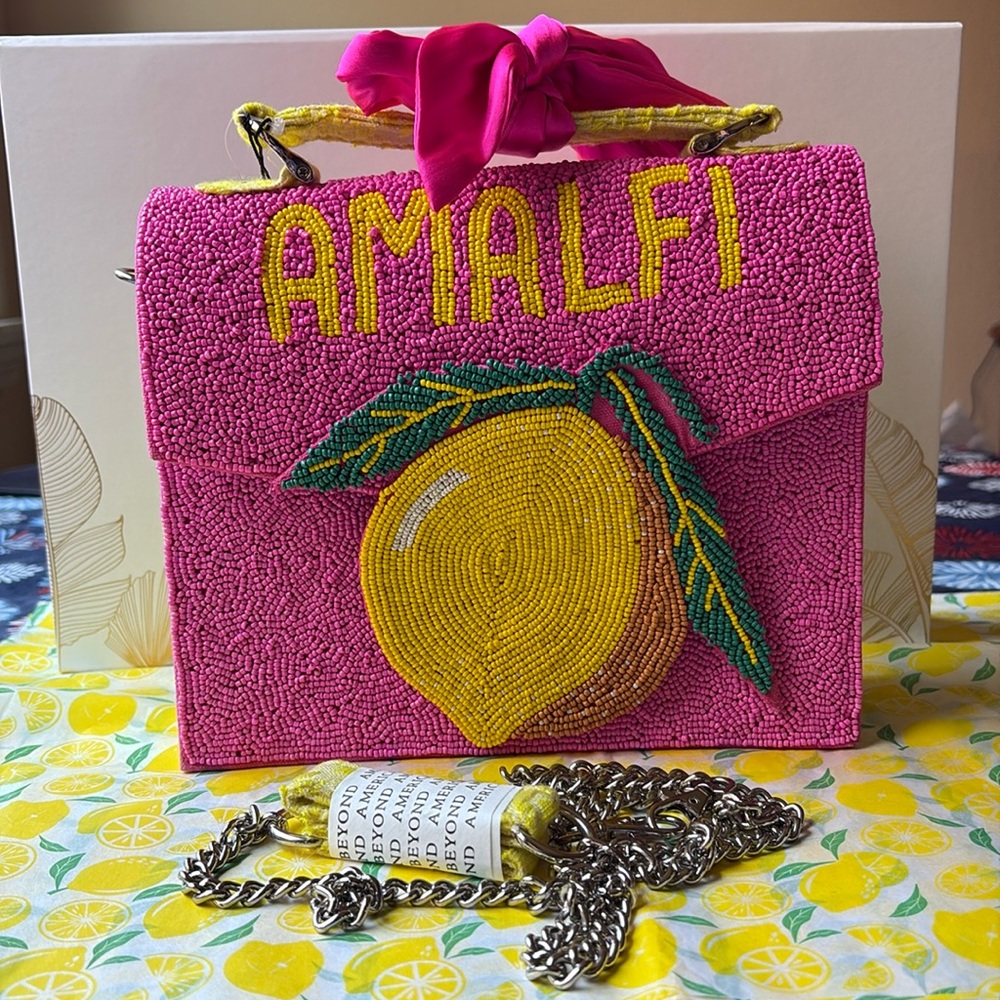 Pink Beaded Amalfi Lemon Handbag - Picture 2 of 16